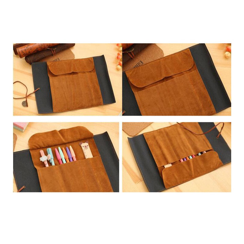 Retro Leather Pencil Pouch | Vintage Style Pen Case for School & Office