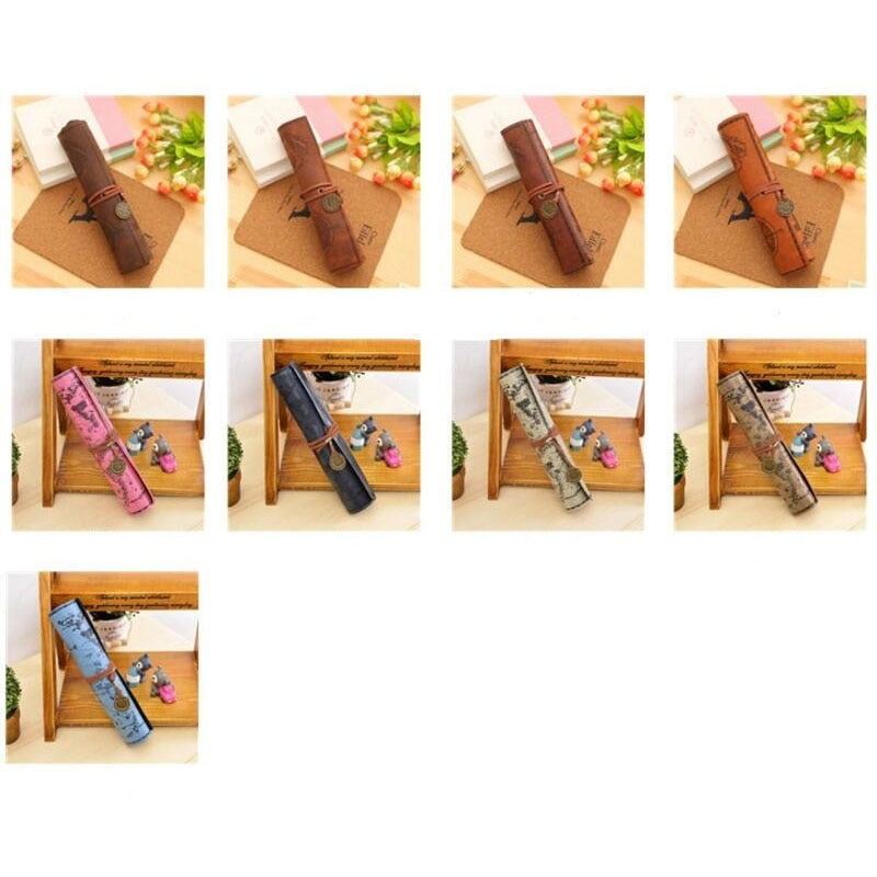 Retro Leather Pencil Pouch | Vintage Style Pen Case for School & Office