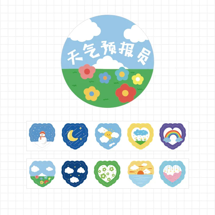 Kawaii Cartoon Washi Tape Stickers | 100pcs Roll Decorative Adhesive Masking Tape for Scrapbooking and DIY Stationery