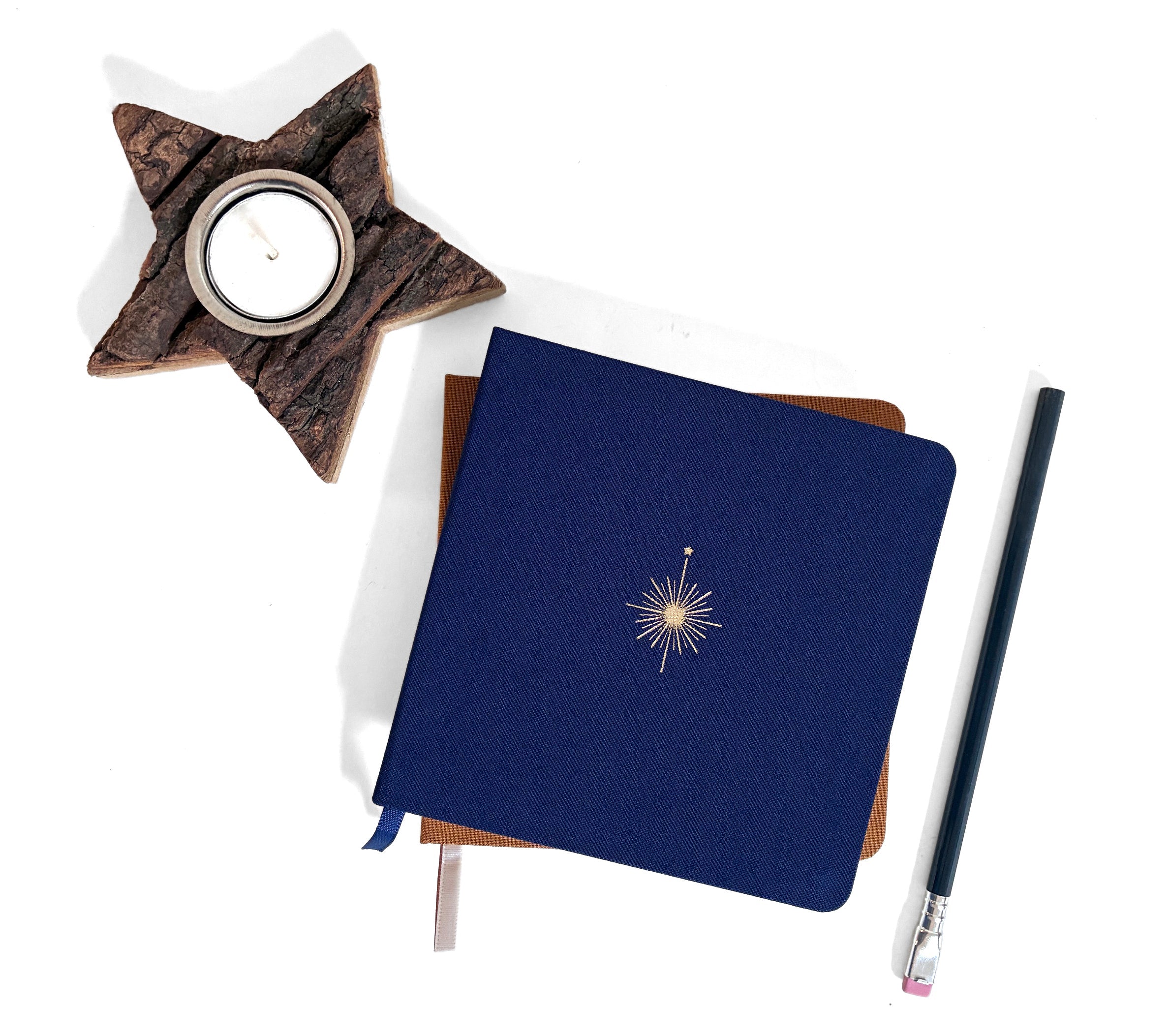 Compass Rose Foil Embossed Square Linen Notebook | Wayfinding Journal