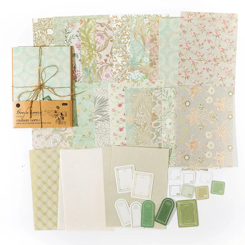 Vintage Decorative Paper Collage Set | 40 Pcs Floral Handmade Paper for Junk Journal Scrapbooking