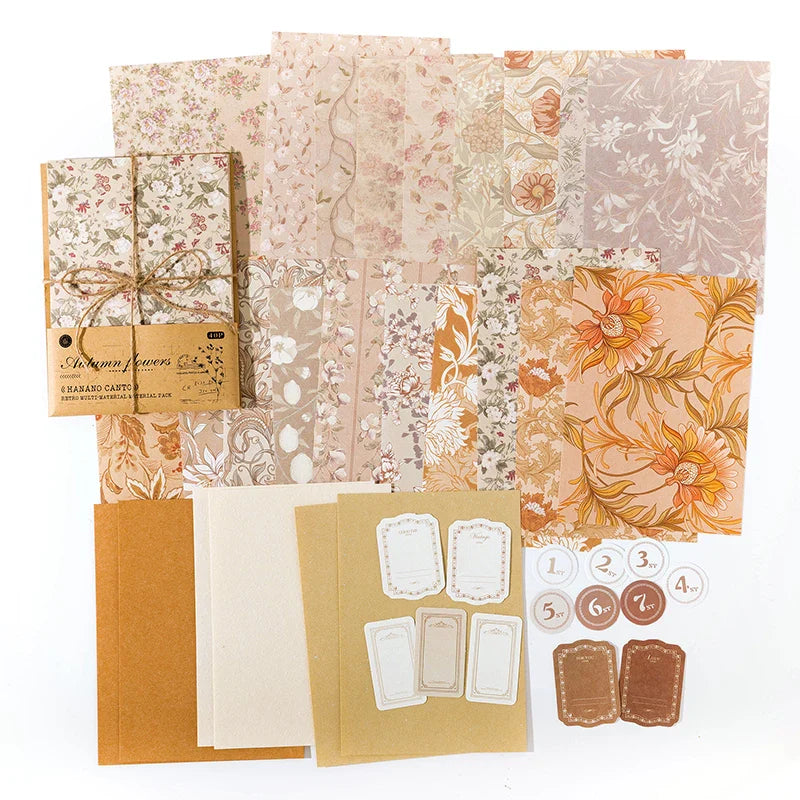 Vintage Decorative Paper Collage Set | 40 Pcs Floral Handmade Paper for Junk Journal Scrapbooking
