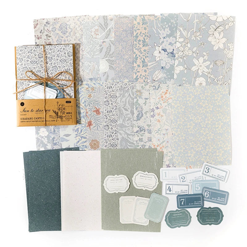 Vintage Decorative Paper Collage Set | 40 Pcs Floral Handmade Paper for Junk Journal Scrapbooking
