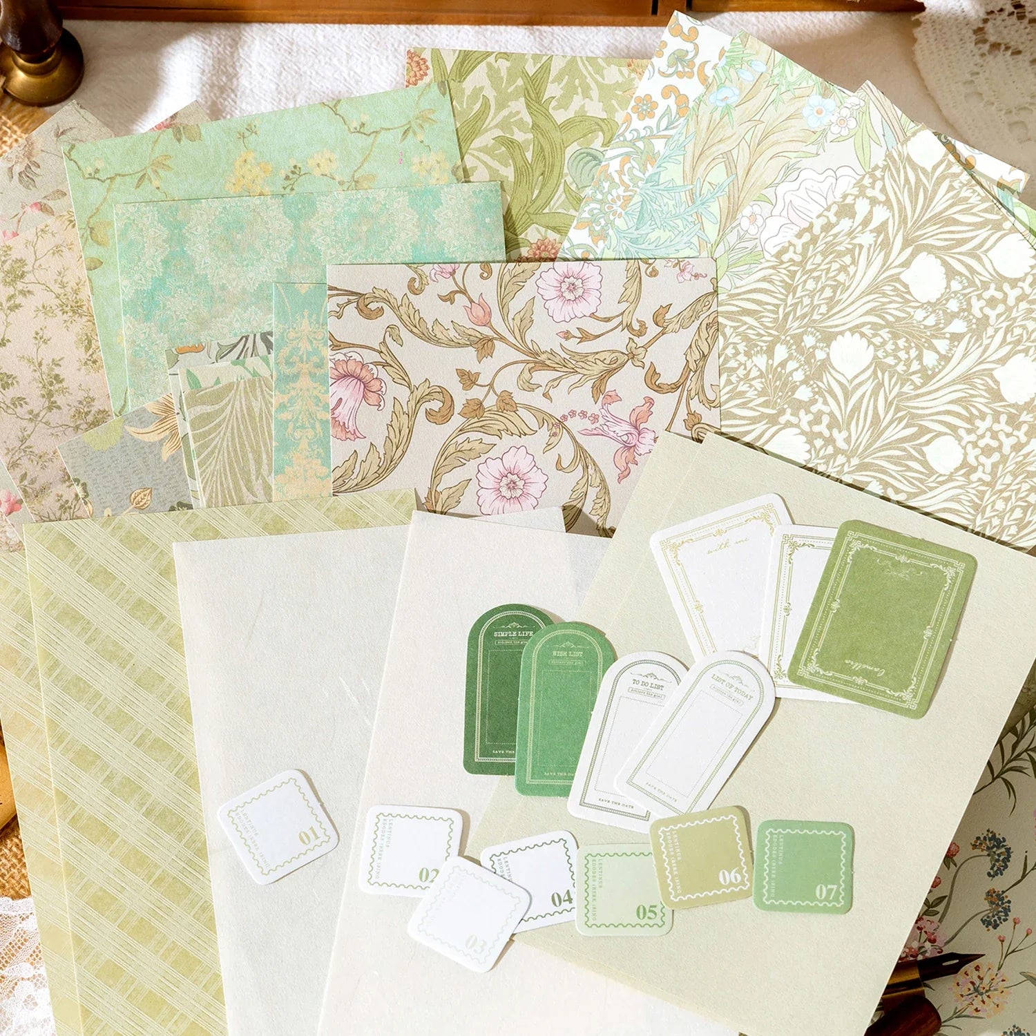 Vintage Decorative Paper Collage Set | 40 Pcs Floral Handmade Paper for Junk Journal Scrapbooking