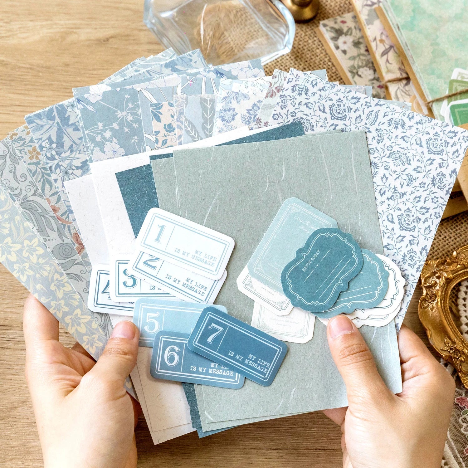 Vintage Decorative Paper Collage Set | 40 Pcs Floral Handmade Paper for Junk Journal Scrapbooking