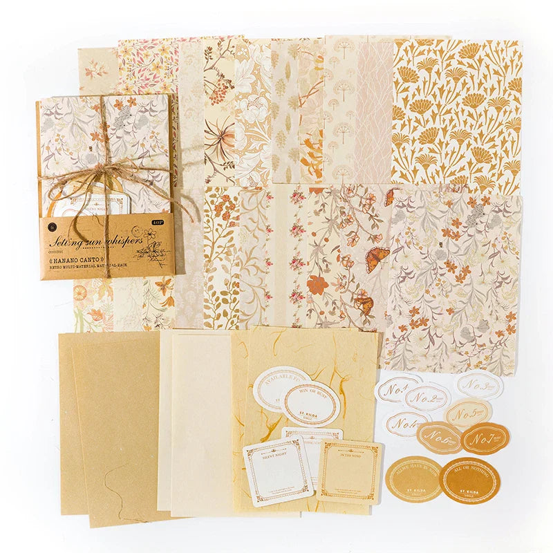 Vintage Decorative Paper Collage Set | 40 Pcs Floral Handmade Paper for Junk Journal Scrapbooking