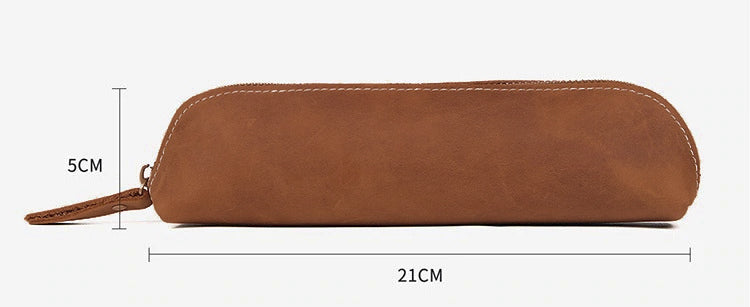 Paavo Full Grain Leather Pen Case | Handcrafted Zipper Pouch