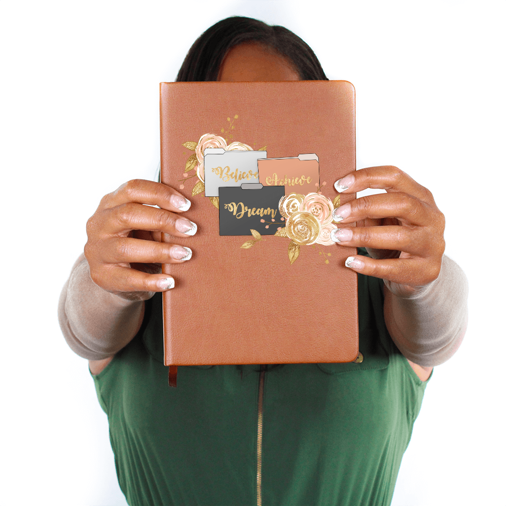 Believe Dream Achieve Graphic Leather Journal | Vegan Leather Notebook