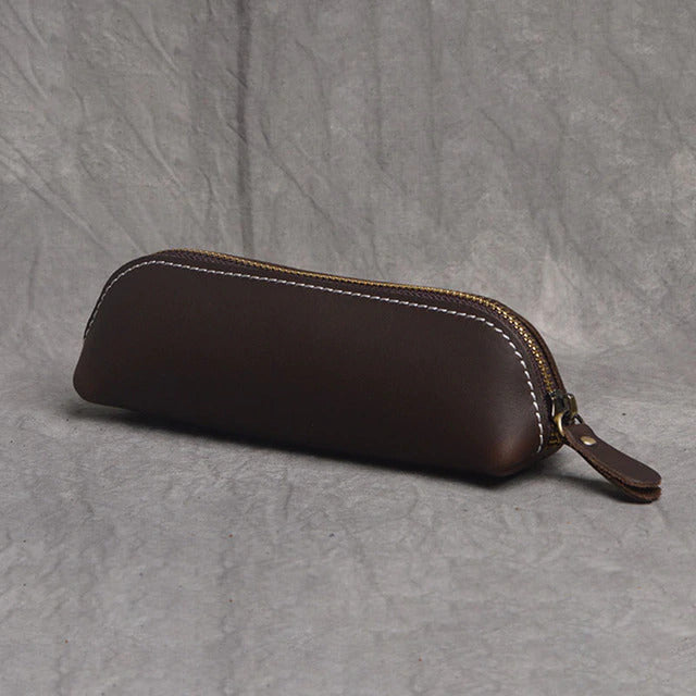 Paavo Full Grain Leather Pen Case | Handcrafted Zipper Pouch