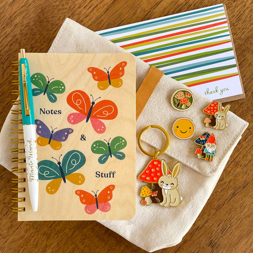Butterfly Notes Pocket-Size Wood Notebook