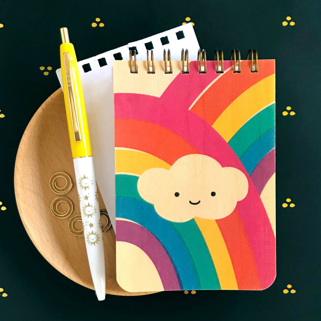 Good Vibes Wood Mini Notepad + Pen Gift Set