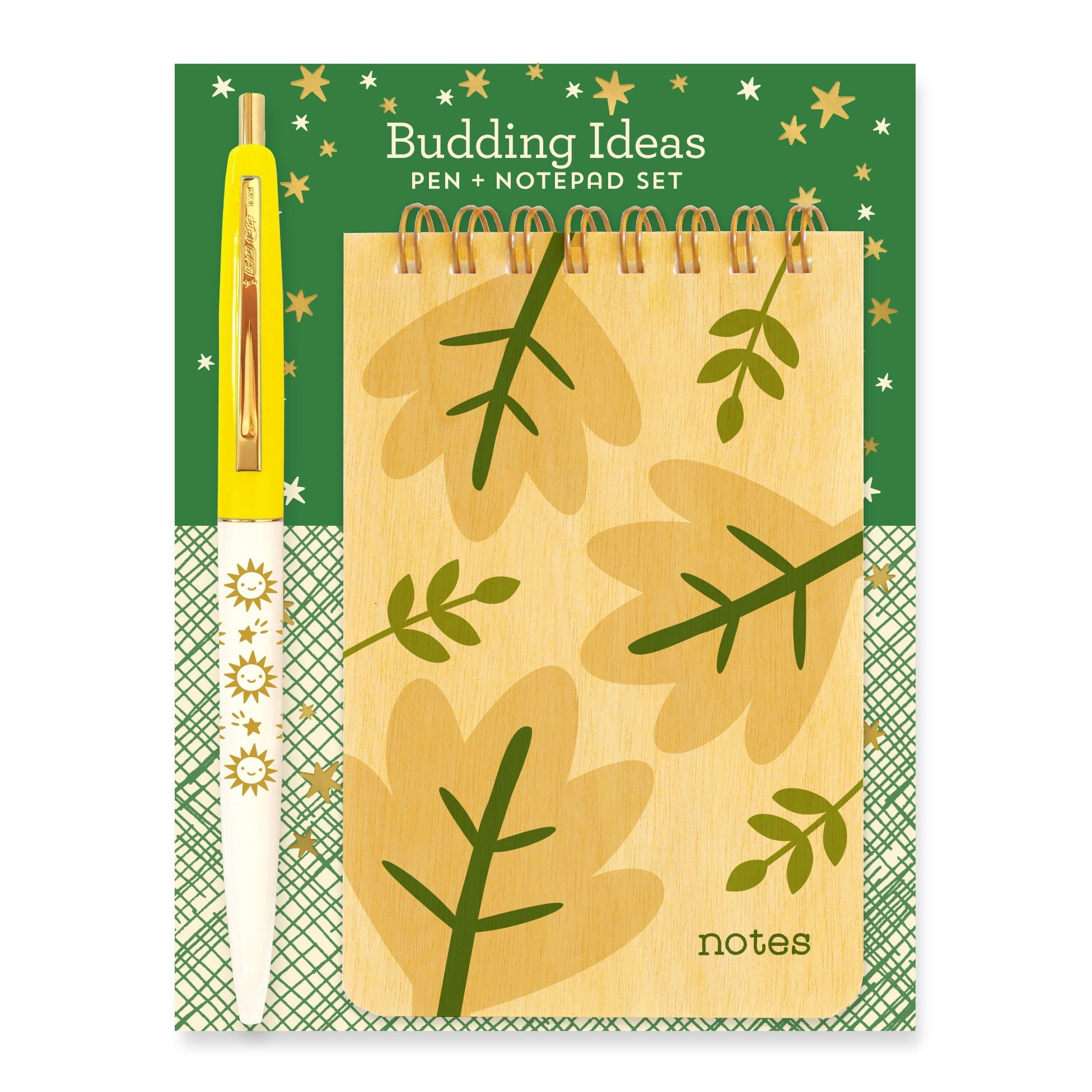 Budding Ideas Wood Mini Notepad + Pen Gift Set