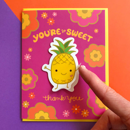 "You're So Sweet, Thank You" Pineapple Sticker Thank You Card