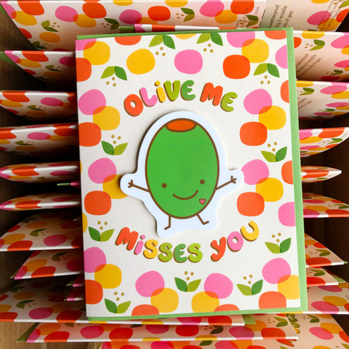 "Olive Me Misses You" Sticker Thinking of You Card