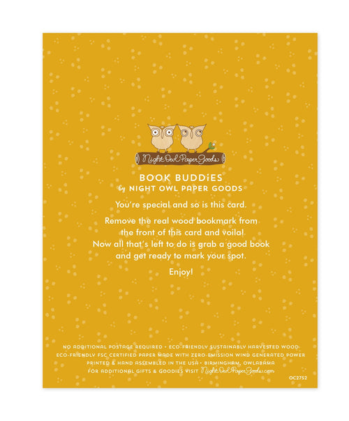 "Take It Easy" Snail Wood Bookmark Birthday Card — Card + Bookmark Gift