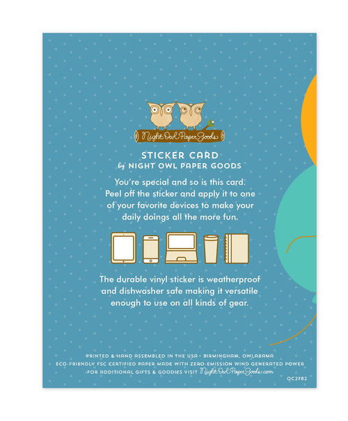 "It's a Purrrfect Day" Cat in Teacup Sticker Birthday Card