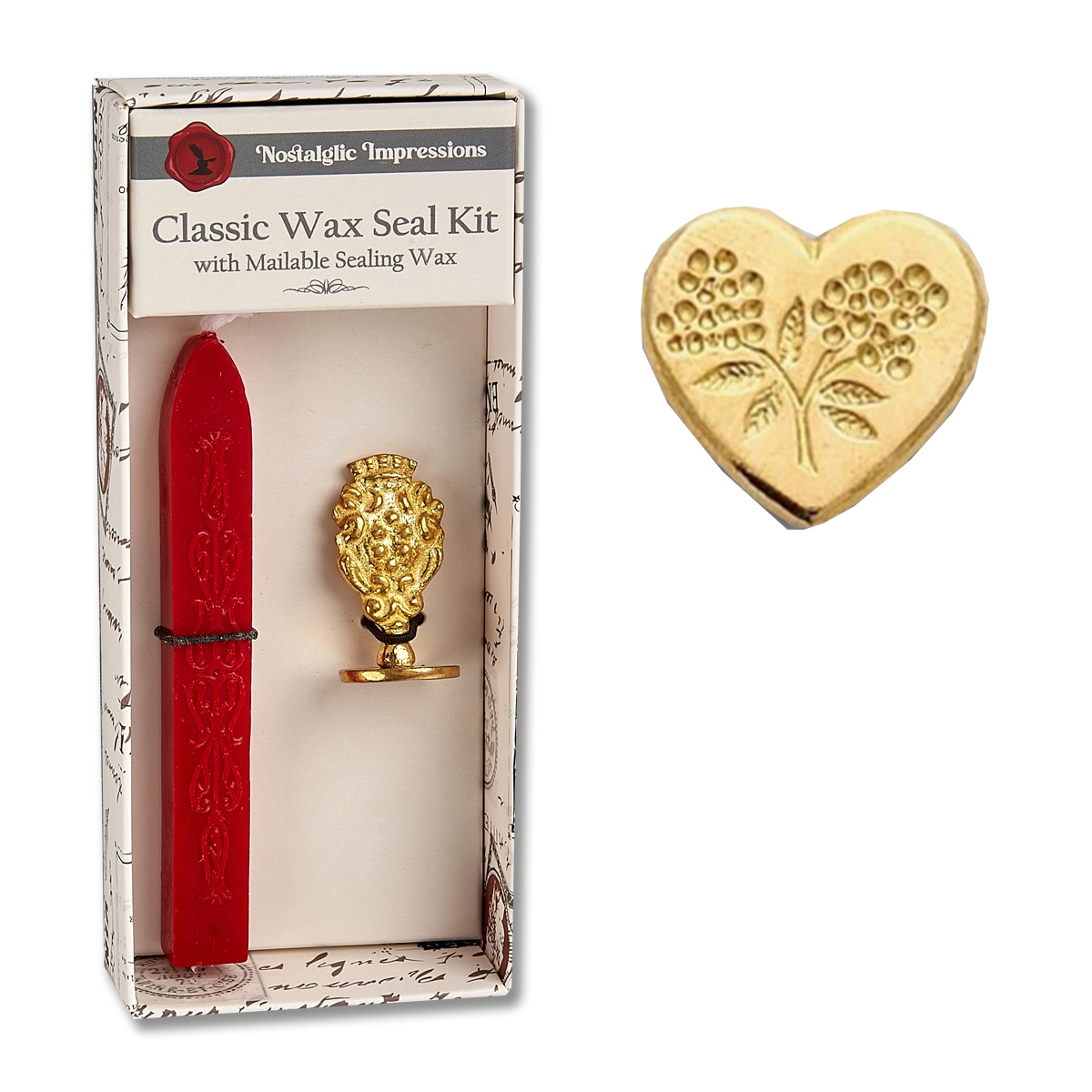 Classic Wax Seal Kit – Floral Heart | Handcrafted Brass Stamp
