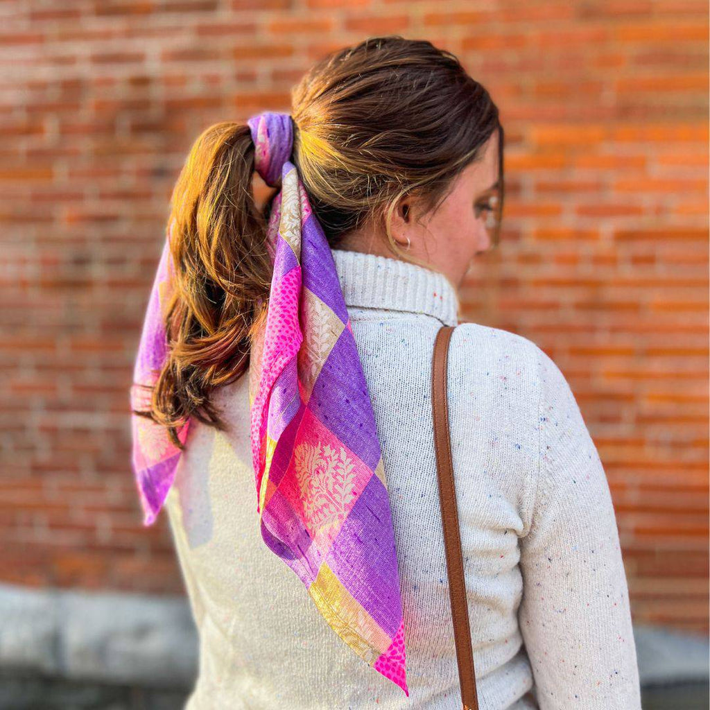 Reusable Sari Silk Furoshiki Gift Wrap & Head Scarf