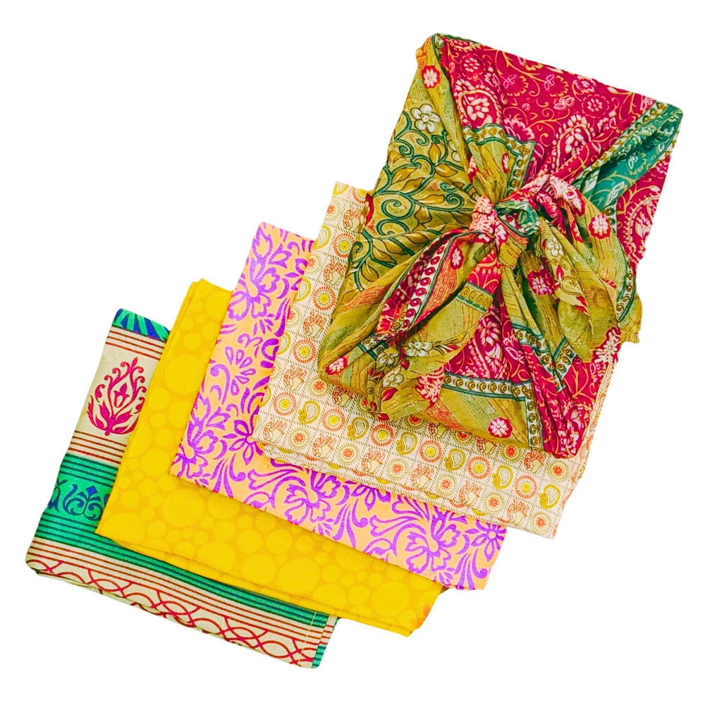 Reusable Sari Silk Furoshiki Gift Wrap & Head Scarf
