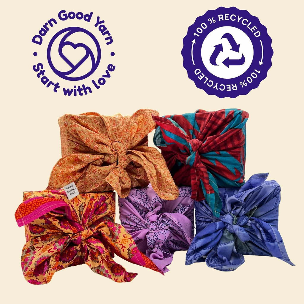 Reusable Sari Silk Furoshiki Gift Wrap & Head Scarf