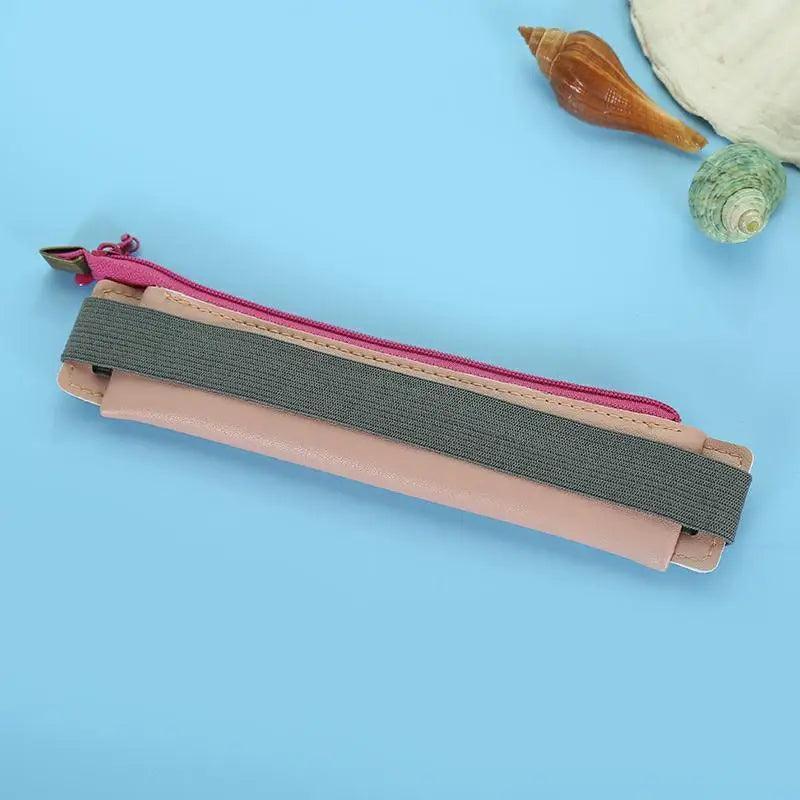 Slim Leather Pencil Case & Book Holder Pouch with Elastic Band