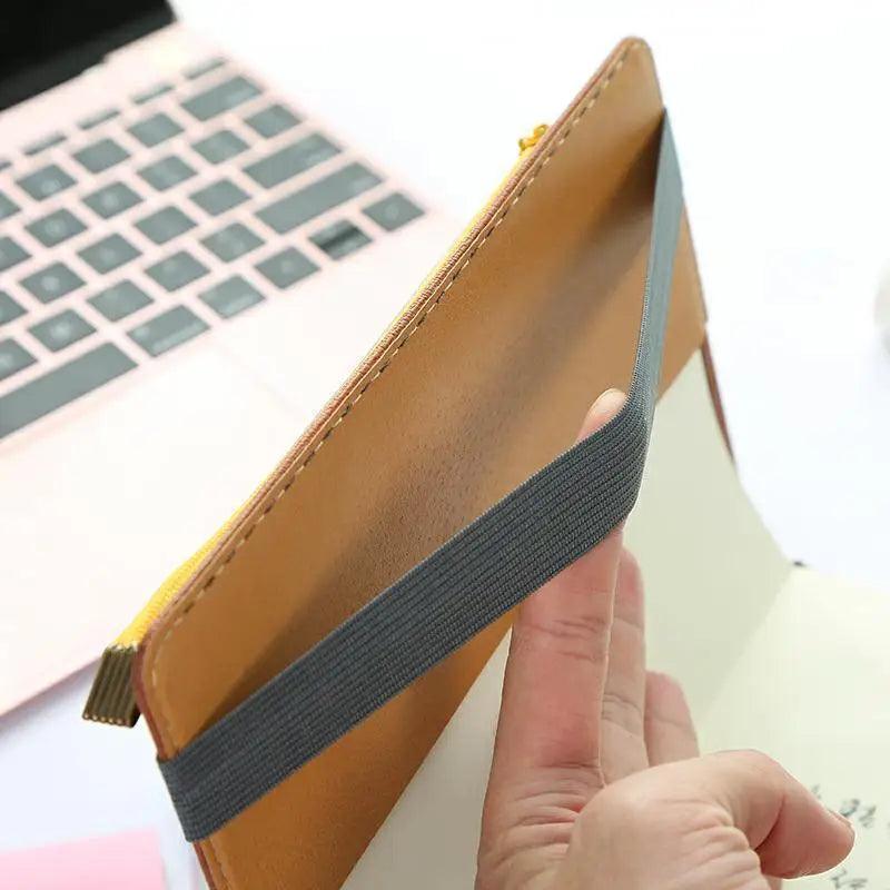 Slim Leather Pencil Case & Book Holder Pouch with Elastic Band