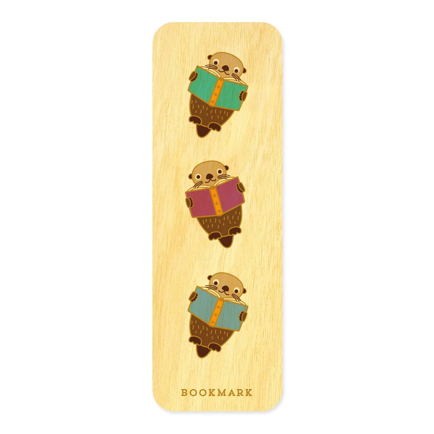 Otter Read Book Buddies Wood Mini Bookmark + Pin Gift Set
